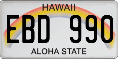 HI license plate EBD990