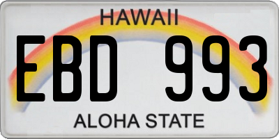 HI license plate EBD993