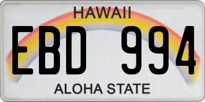 HI license plate EBD994