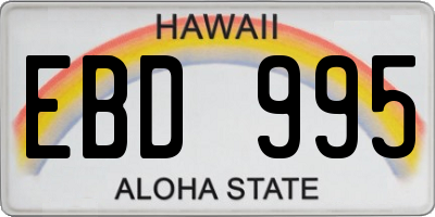 HI license plate EBD995