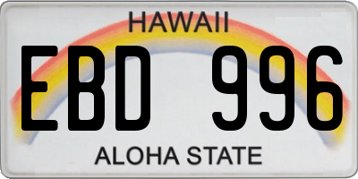 HI license plate EBD996