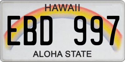 HI license plate EBD997