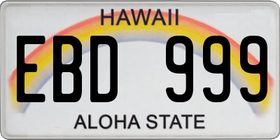 HI license plate EBD999