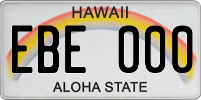 HI license plate EBE000