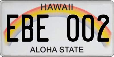 HI license plate EBE002