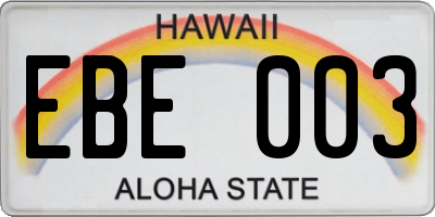 HI license plate EBE003