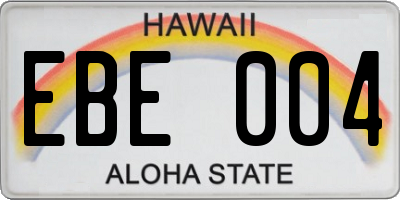 HI license plate EBE004