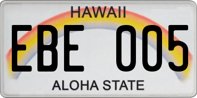 HI license plate EBE005
