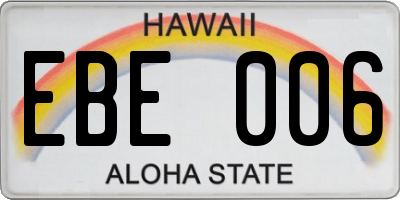 HI license plate EBE006