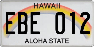 HI license plate EBE012