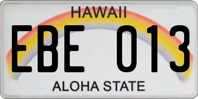 HI license plate EBE013