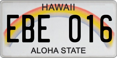 HI license plate EBE016