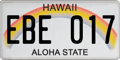 HI license plate EBE017