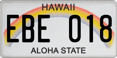 HI license plate EBE018