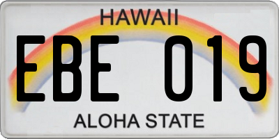 HI license plate EBE019