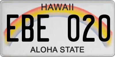 HI license plate EBE020