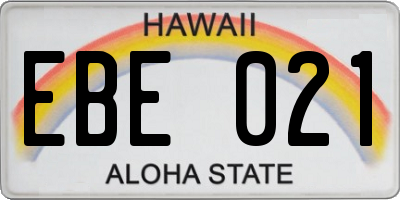 HI license plate EBE021