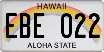 HI license plate EBE022