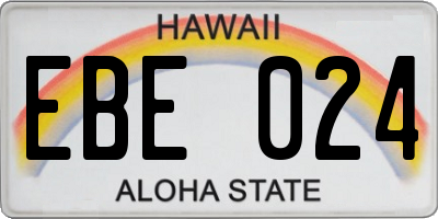 HI license plate EBE024