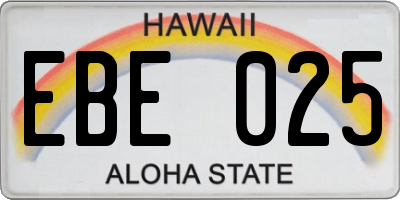 HI license plate EBE025