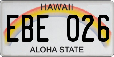 HI license plate EBE026