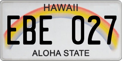 HI license plate EBE027