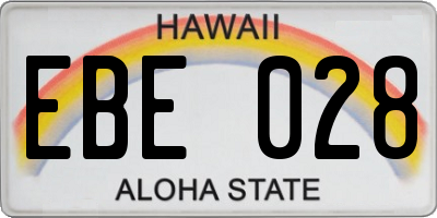 HI license plate EBE028