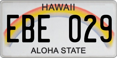 HI license plate EBE029