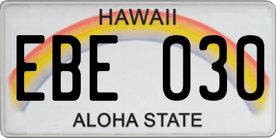 HI license plate EBE030