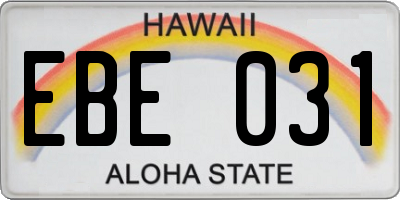 HI license plate EBE031