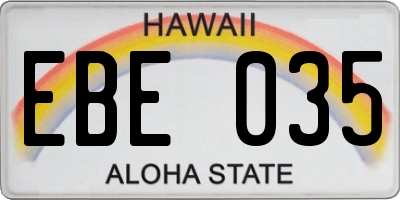 HI license plate EBE035