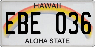 HI license plate EBE036