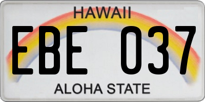 HI license plate EBE037