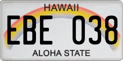 HI license plate EBE038