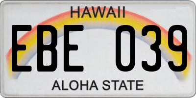 HI license plate EBE039