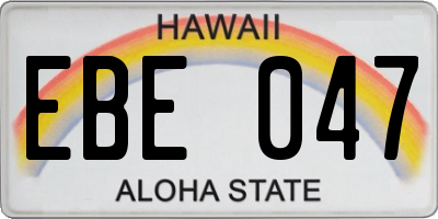 HI license plate EBE047