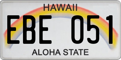 HI license plate EBE051