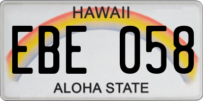 HI license plate EBE058