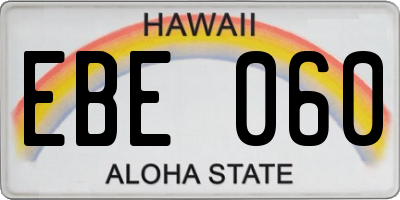 HI license plate EBE060