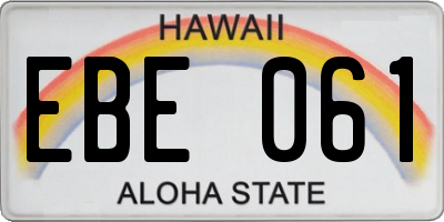 HI license plate EBE061