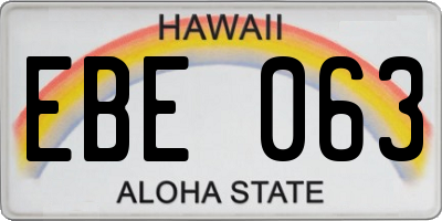 HI license plate EBE063