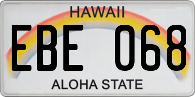 HI license plate EBE068