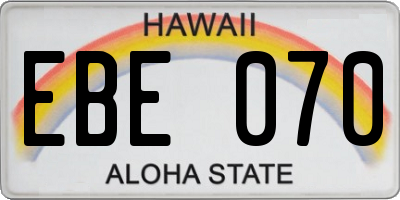 HI license plate EBE070