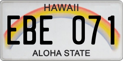 HI license plate EBE071