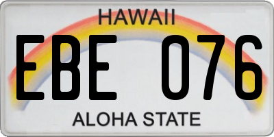 HI license plate EBE076