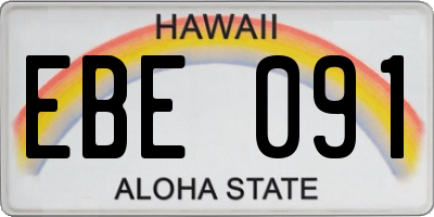 HI license plate EBE091