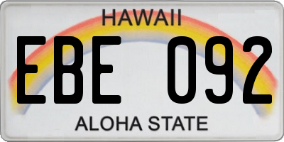 HI license plate EBE092