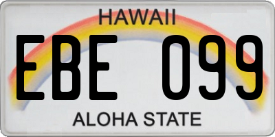 HI license plate EBE099