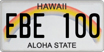 HI license plate EBE100