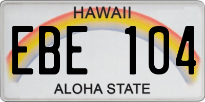 HI license plate EBE104